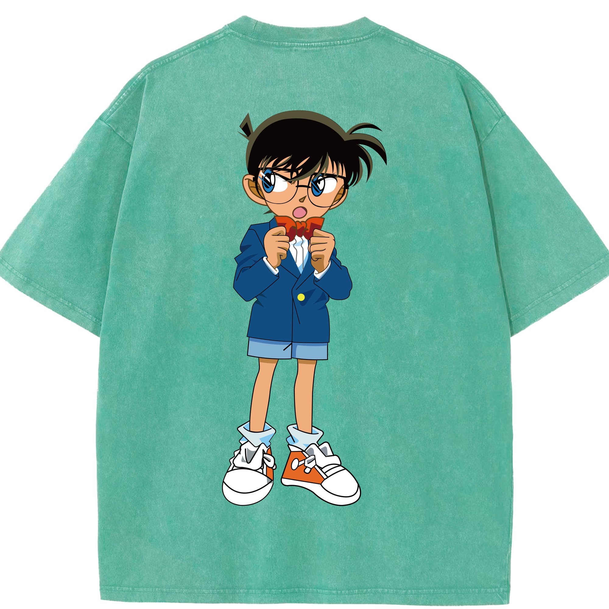（画像用） 名探偵コナン 江戸川 コナン Detective Conan Conan Edogawa 綿100% ヴィンテージ風 半袖Tシャツ（背面プリント）
